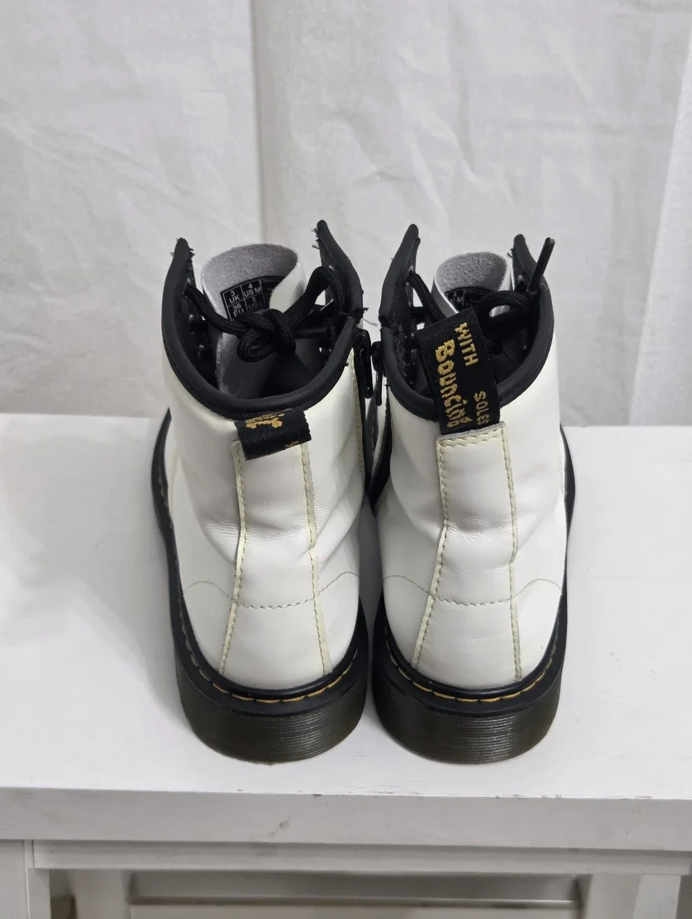 Dr. Martens Junior White Combat Boots Size US 4